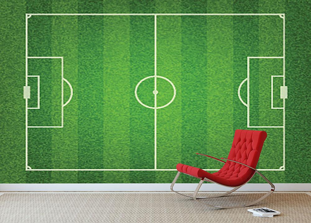 Green grass soccer field Wall Mural Wallpaper - Canvas Art Rocks - 2