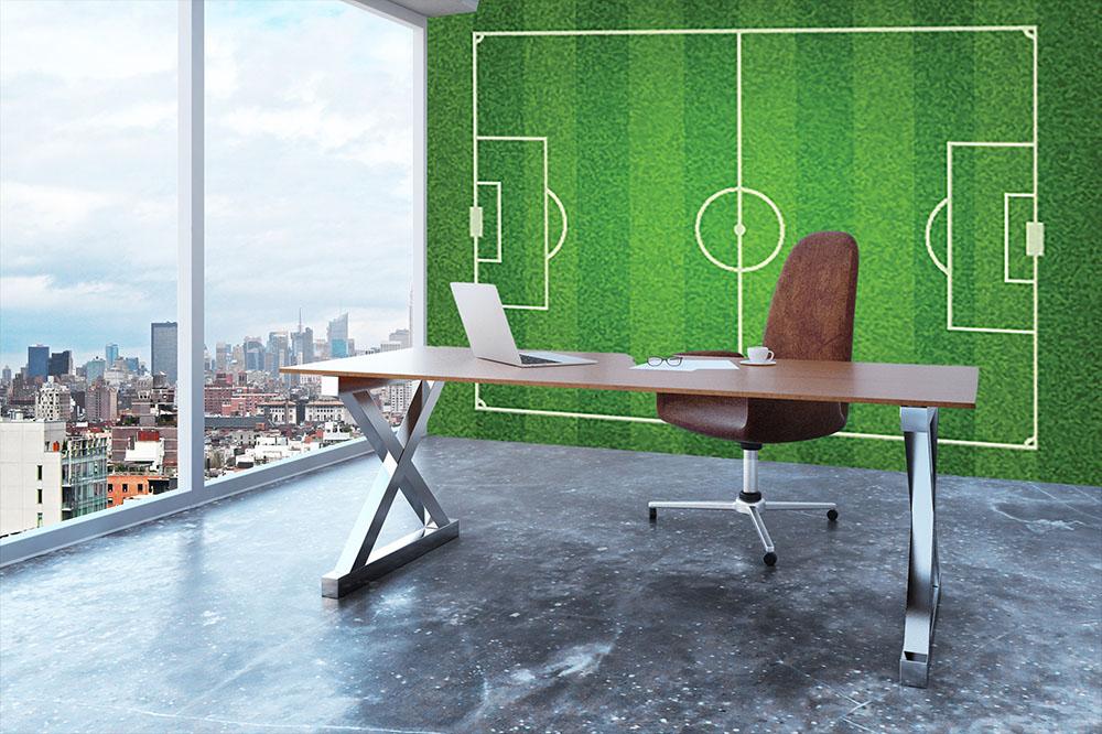 Green grass soccer field Wall Mural Wallpaper - Canvas Art Rocks - 3