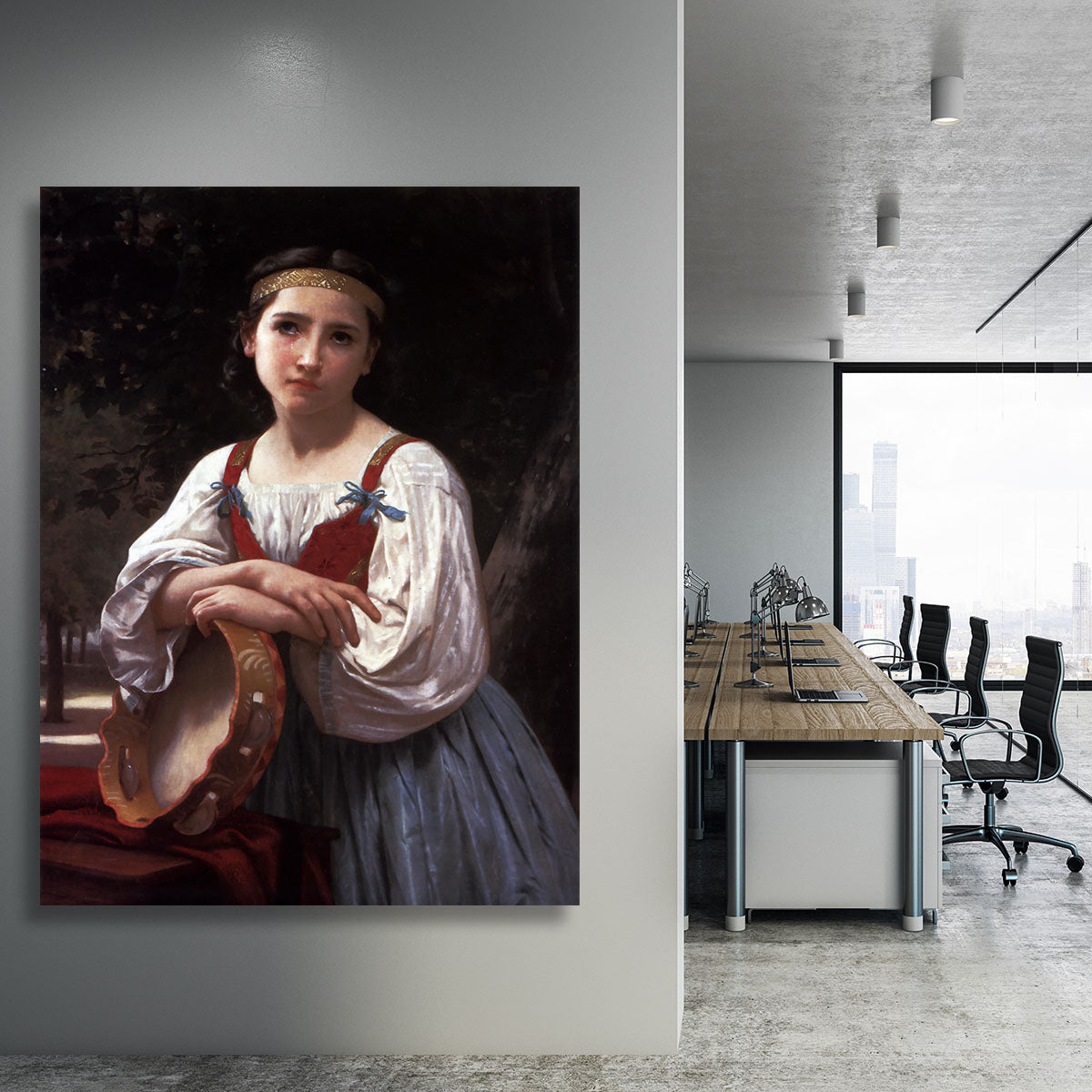 Gypsy Girl with a Basque Drum By Bouguereau Canvas Print or Poster - Canvas Art Rocks - 3