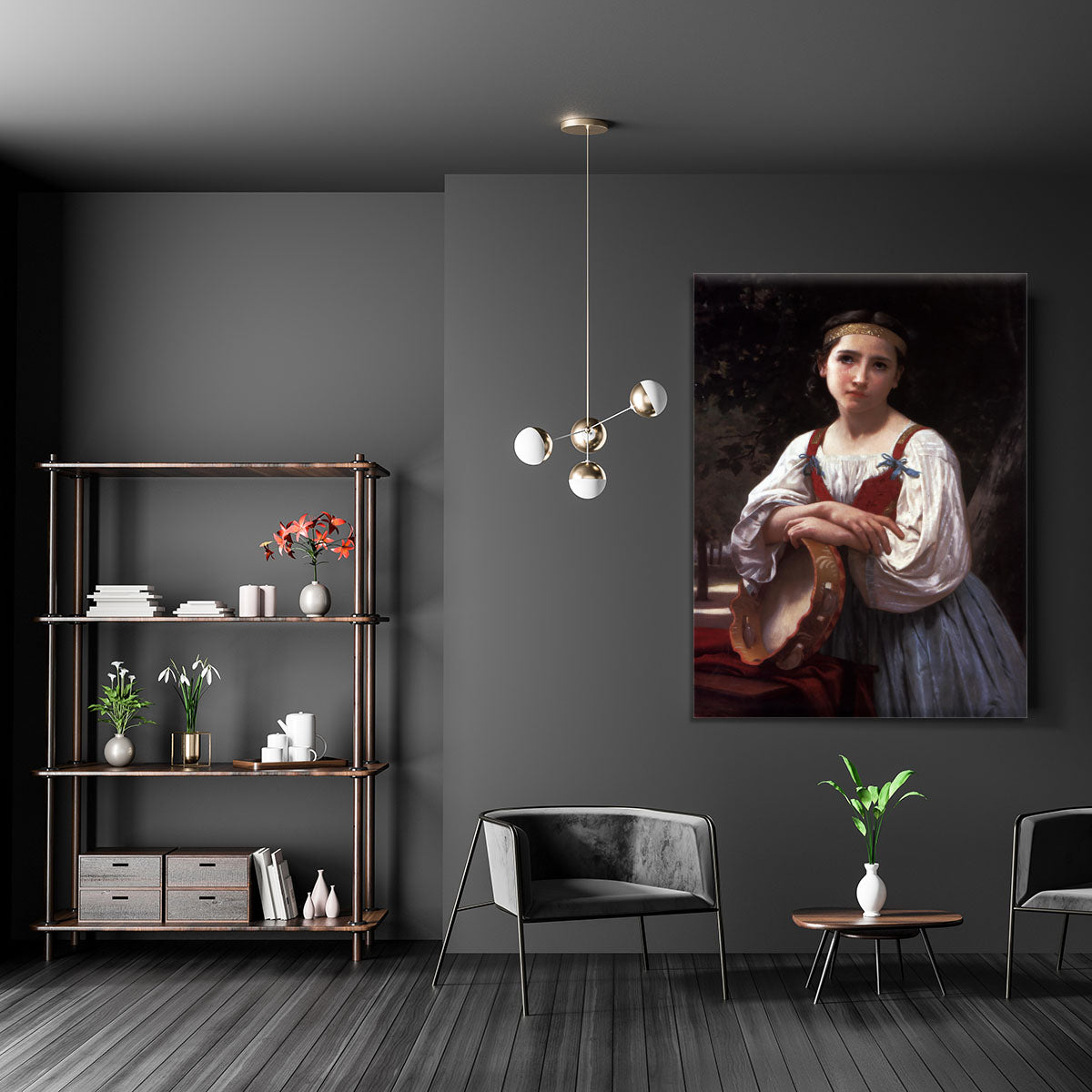 Gypsy Girl with a Basque Drum By Bouguereau Canvas Print or Poster - Canvas Art Rocks - 5