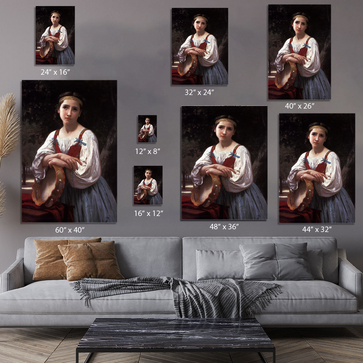 Gypsy Girl with a Basque Drum By Bouguereau Canvas Print or Poster - Canvas Art Rocks - 7