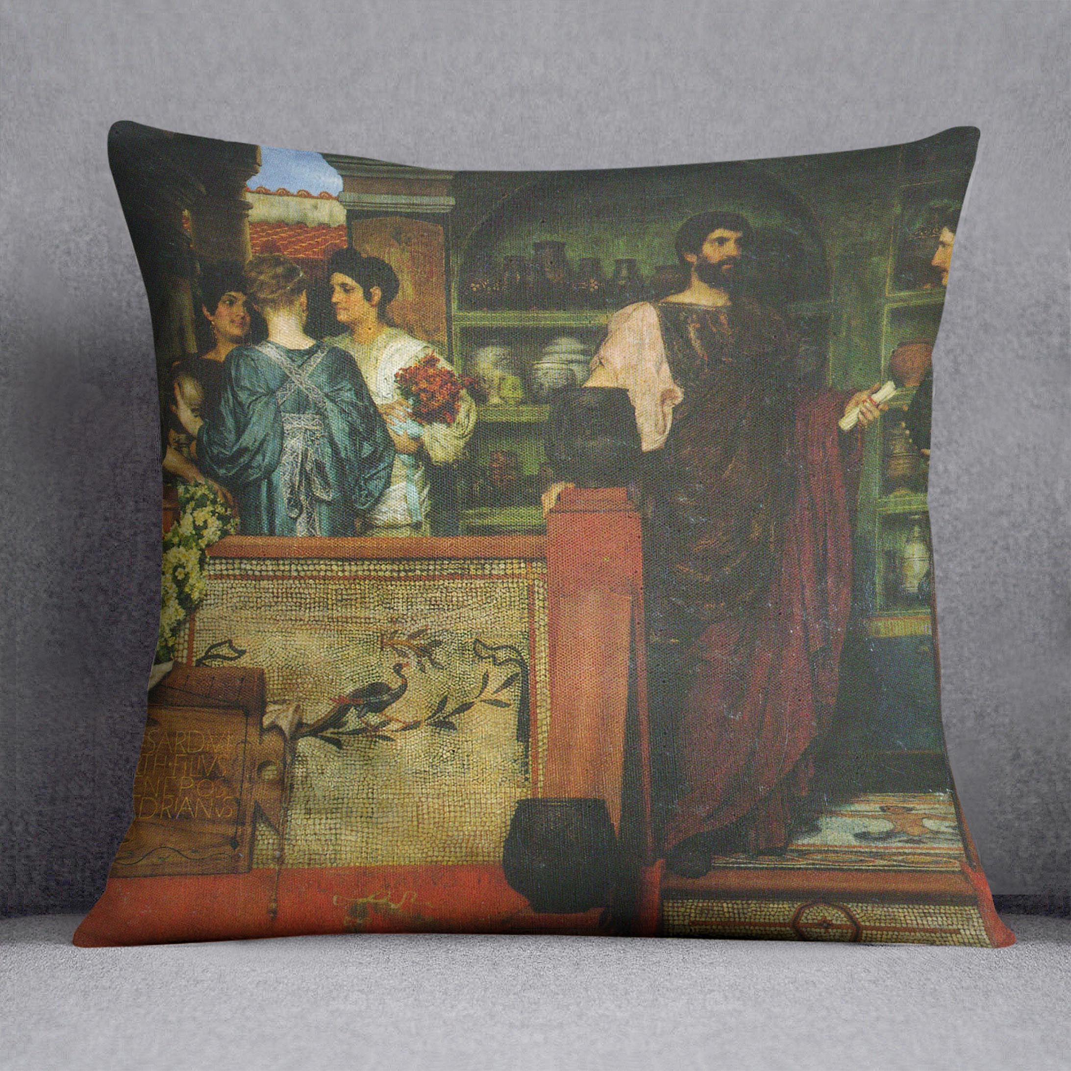 Hadrian visiting a Roman British pottery by Alma Tadema Cushion - Canvas Art Rocks - 1