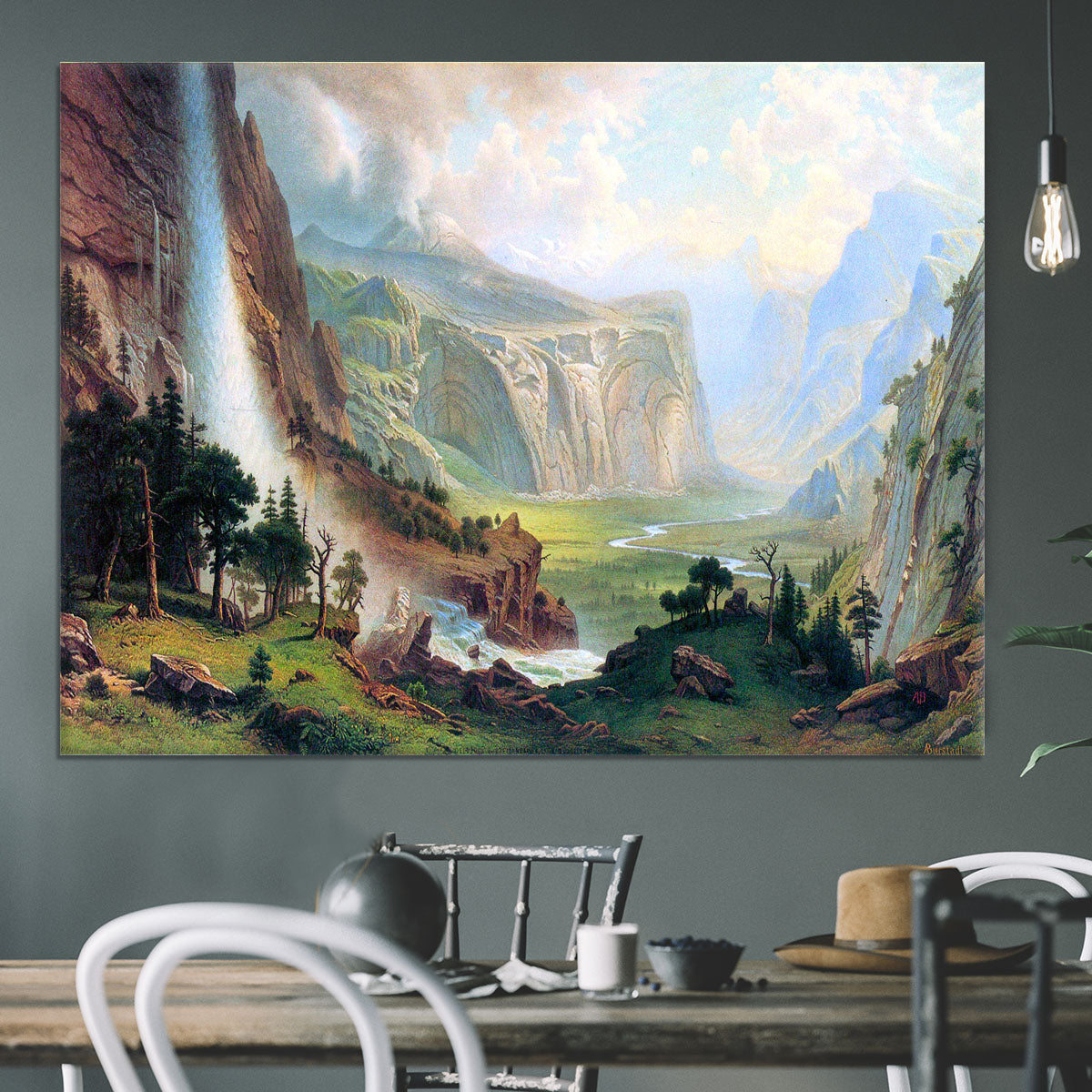 Half Dome in Yosemite by Bierstadt Canvas Print or Poster - Canvas Art Rocks - 3