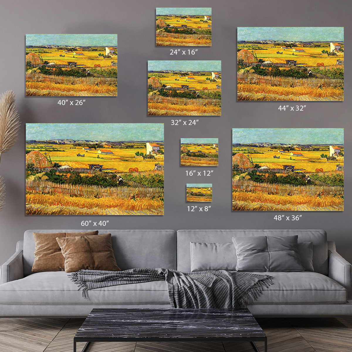 Harvest at La Crau with Montmajour in the Background by Van Gogh Canvas Print or Poster - Canvas Art Rocks - 7