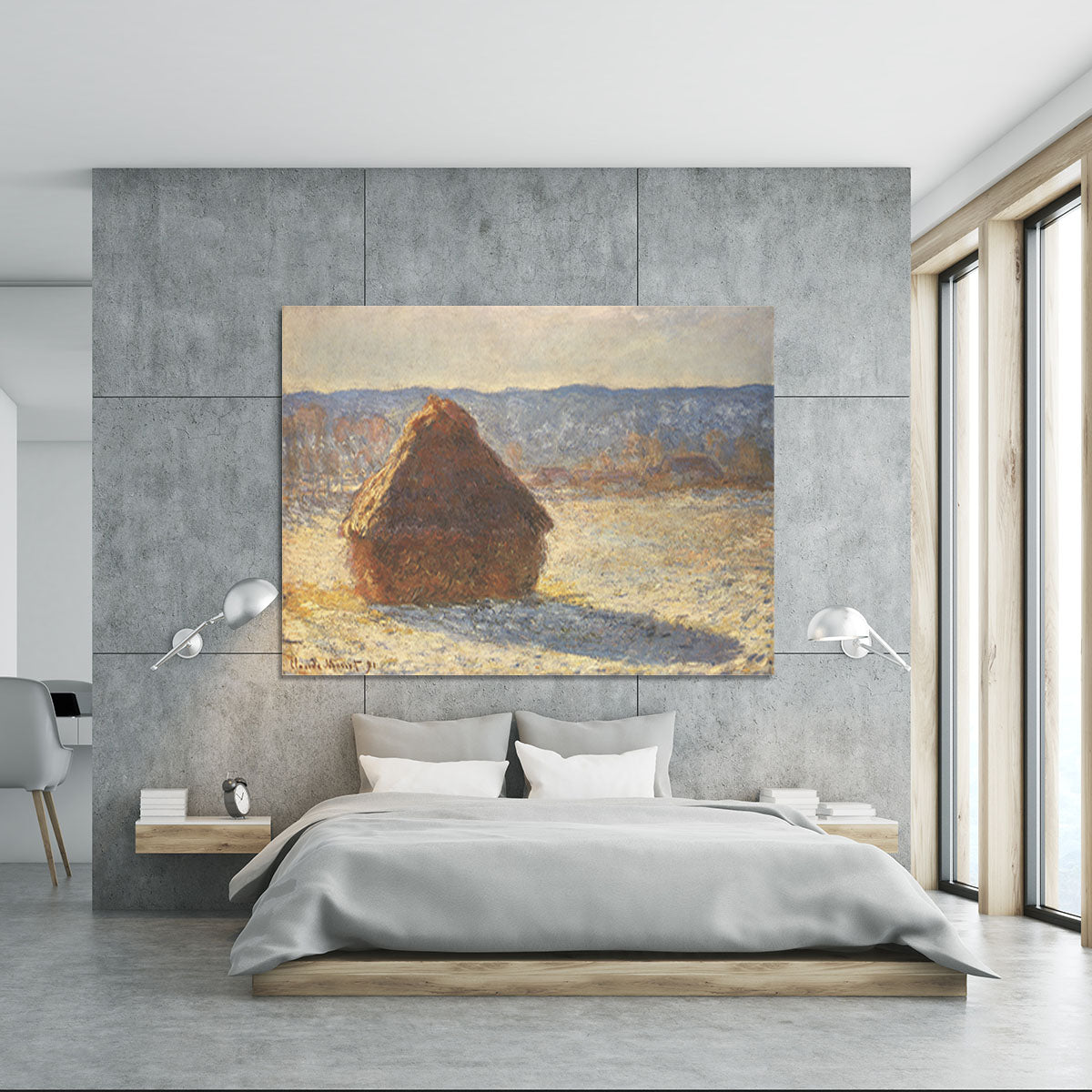 Haystacks snow morning by Monet Canvas Print or Poster - Canvas Art Rocks - 5