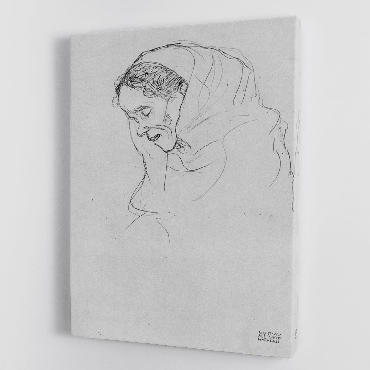 Head of an old woman in profile by Klimt Canvas Print or Poster - Canvas Art Rocks - 1