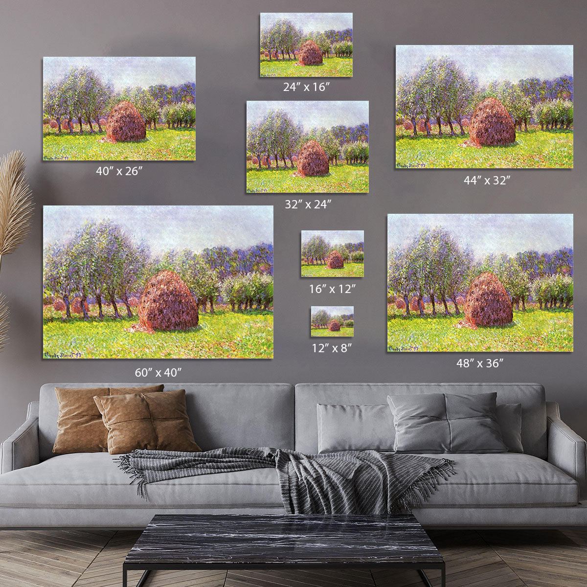 Heap of hay in the field by Monet Canvas Print or Poster - Canvas Art Rocks - 7