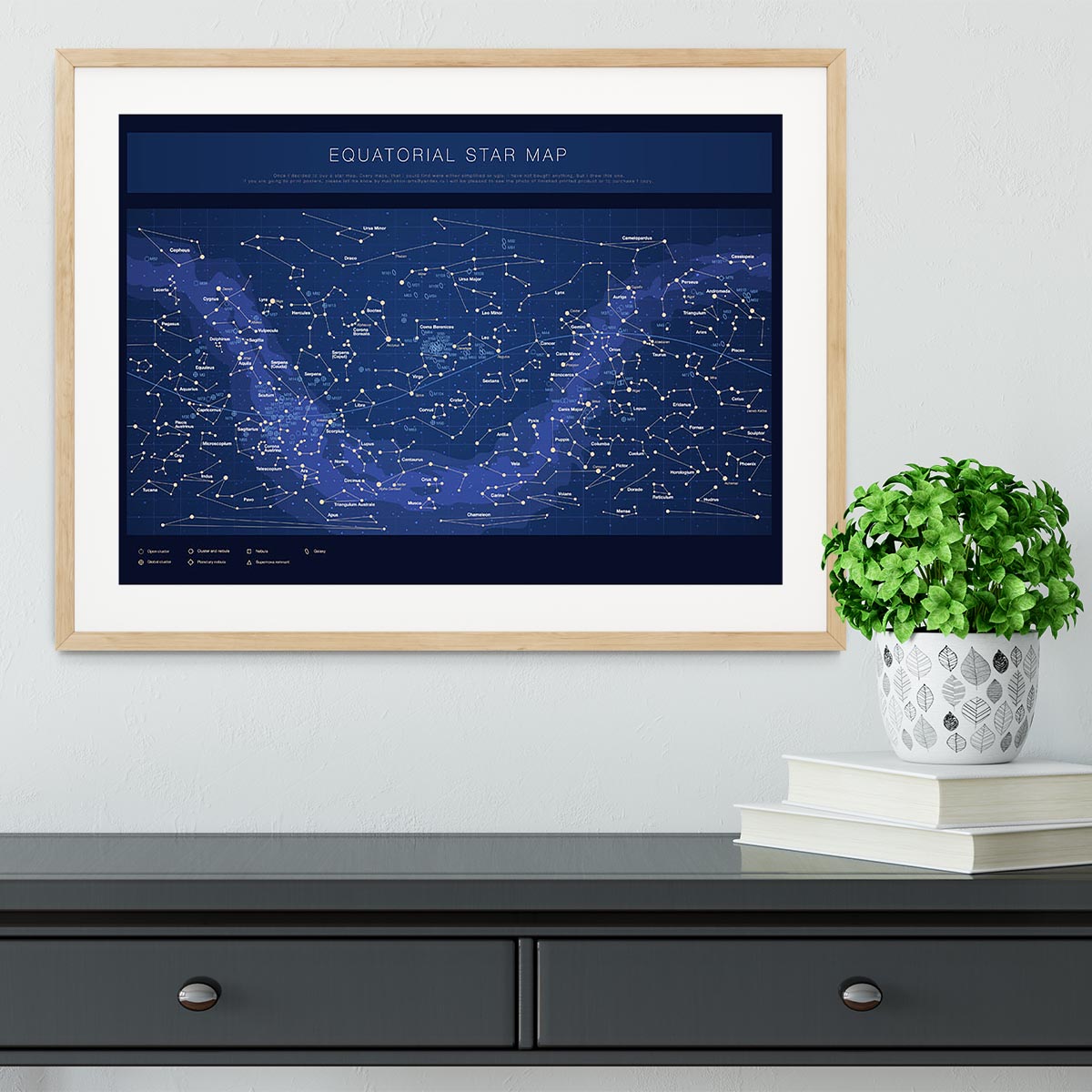 High detailed star map with names of stars contellations Framed Print - Canvas Art Rocks - 3