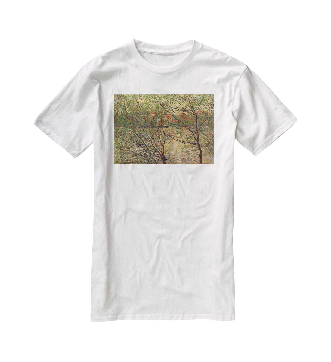 His bank the Ile de la Grande Jatte by Monet T-Shirt - Canvas Art Rocks - 5