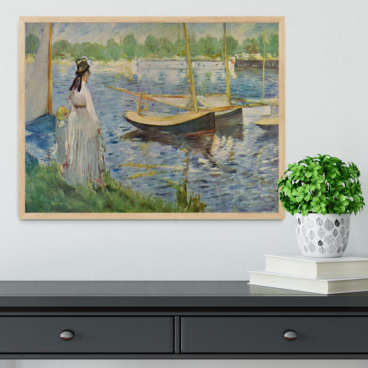 His embankment at Argenteuil by Manet Framed Print - Canvas Art Rocks - 4