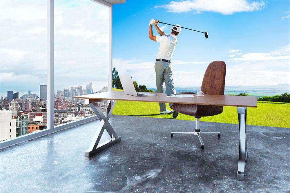 Hitting Golf Ball down the Fairway Wall Mural Wallpaper - Canvas Art Rocks - 3