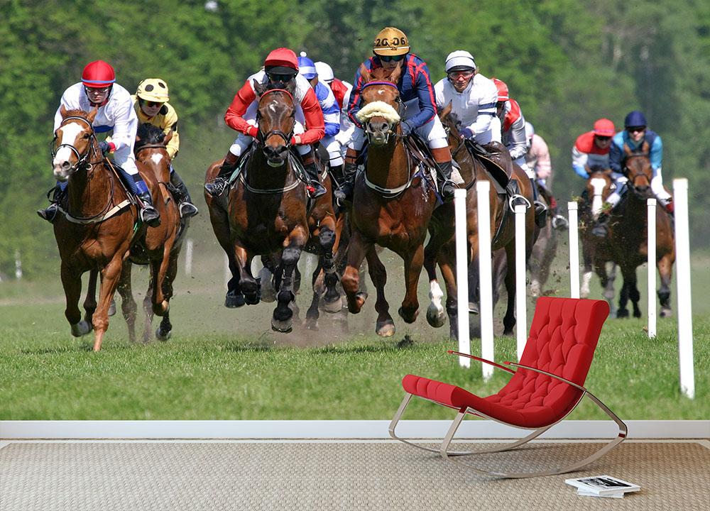 Horse racing Wall Mural Wallpaper - Canvas Art Rocks - 2