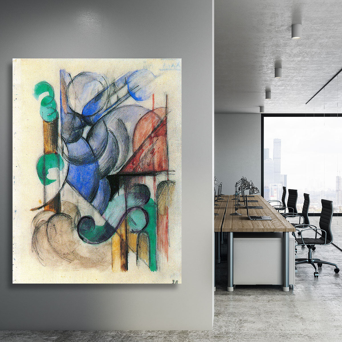 House in abstract landscape by Franz Marc Canvas Print or Poster - Canvas Art Rocks - 3