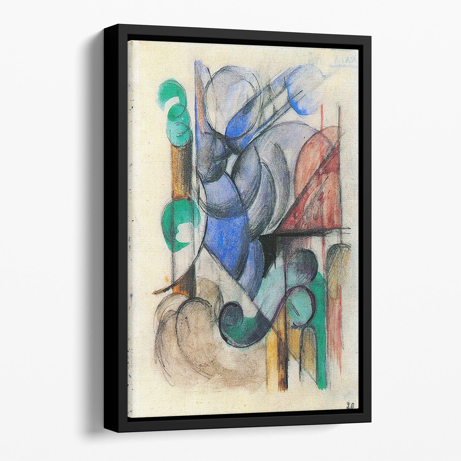 House in abstract landscape by Franz Marc Floating Framed Canvas