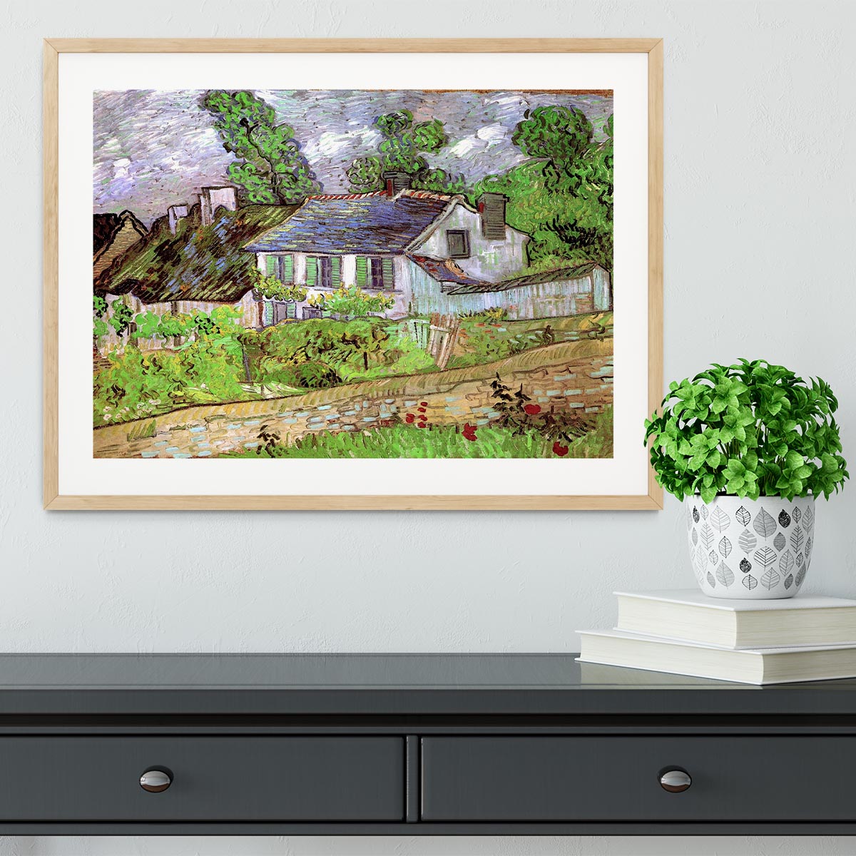 Houses in Auvers 2 by Van Gogh Framed Print - Canvas Art Rocks - 3