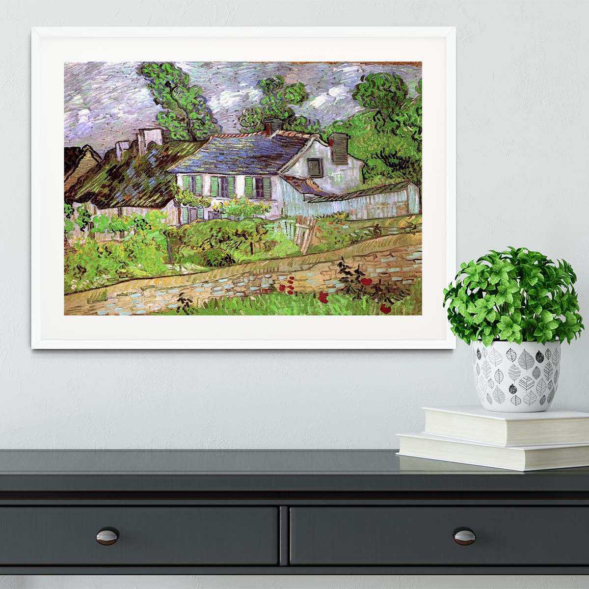 Houses in Auvers 2 by Van Gogh Framed Print - Canvas Art Rocks - 5