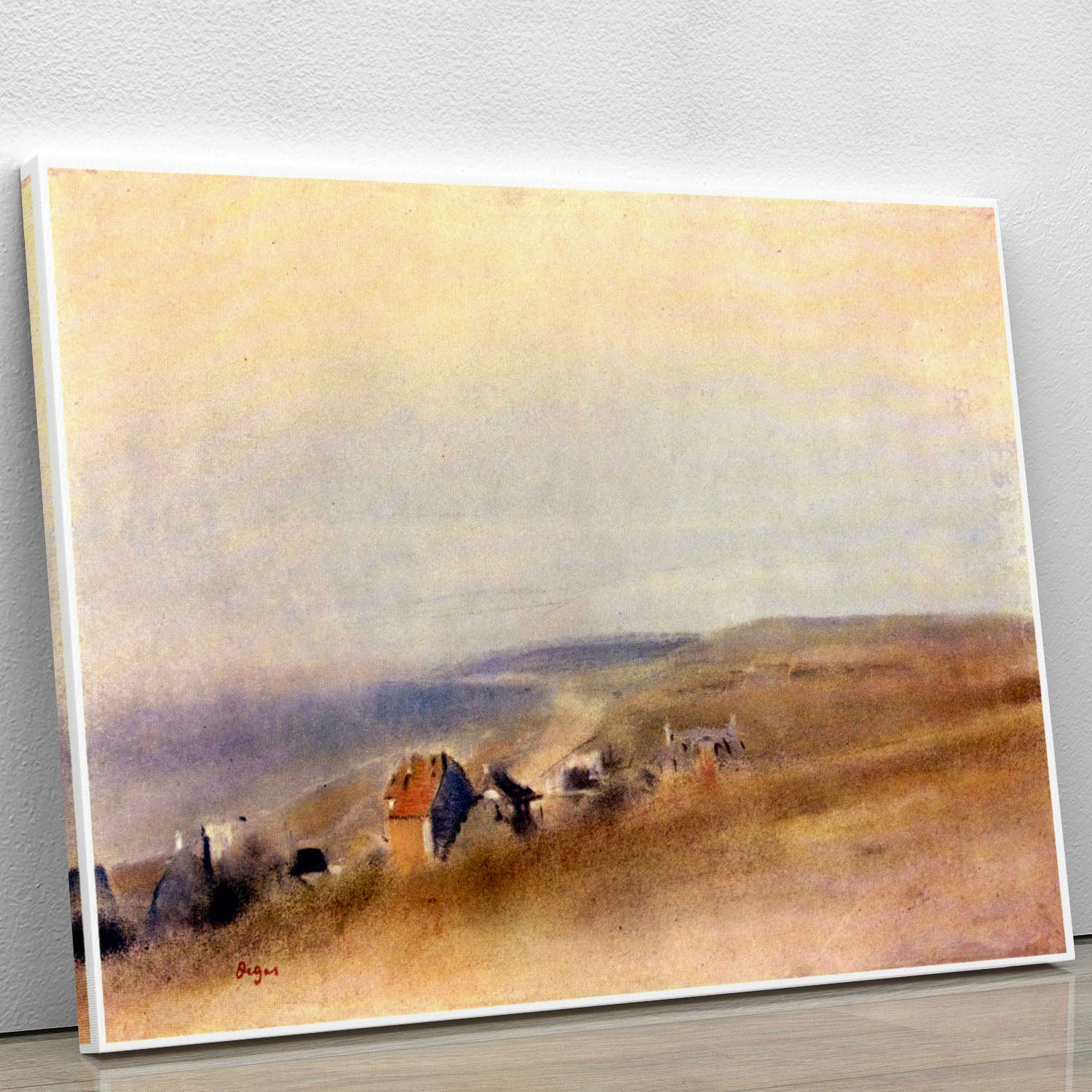 Houses on cliffs above a bay by Degas Canvas Print or Poster - Canvas Art Rocks - 1