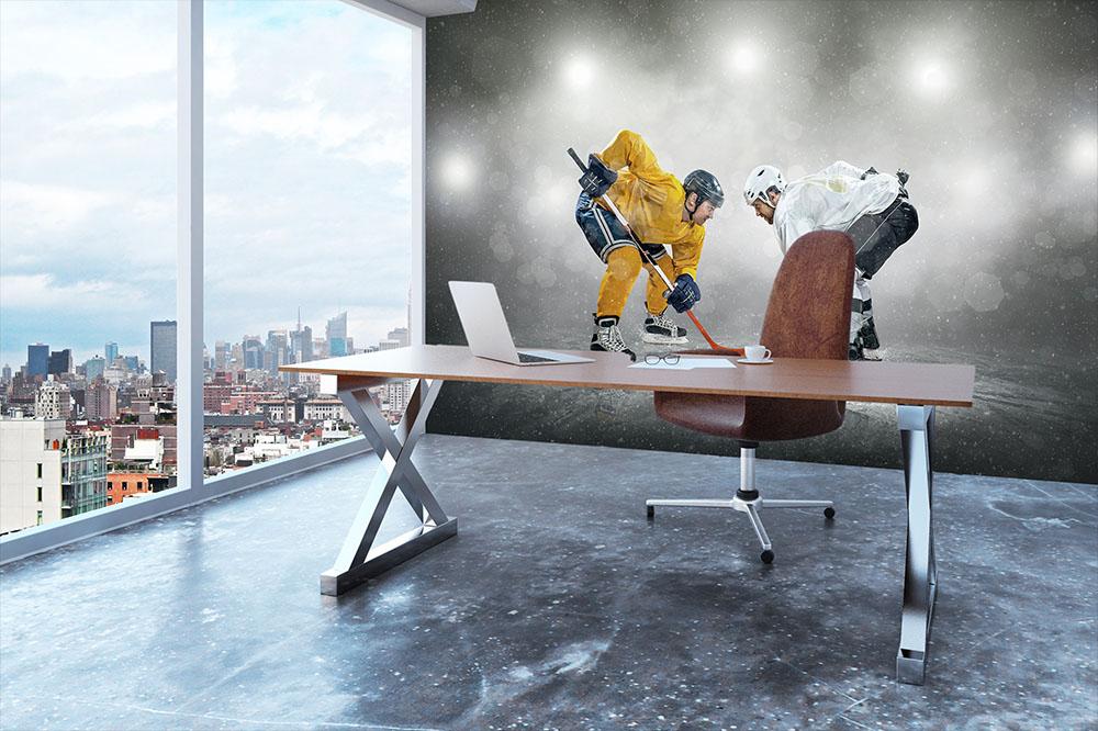 Ice hockey players on the ice Wall Mural Wallpaper - Canvas Art Rocks - 3