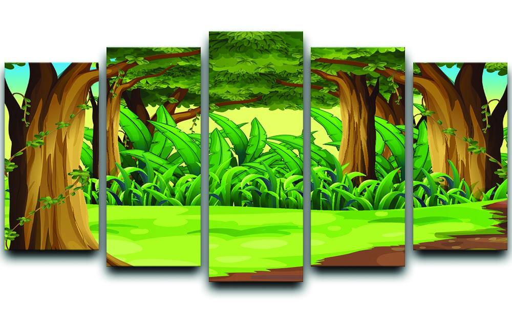 Illustration of the giant trees in the forest 5 Split Panel Canvas - Canvas Art Rocks - 1