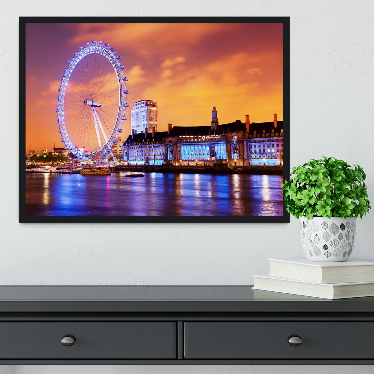 Ilumination of the London Eye Framed Print - Canvas Art Rocks - 2
