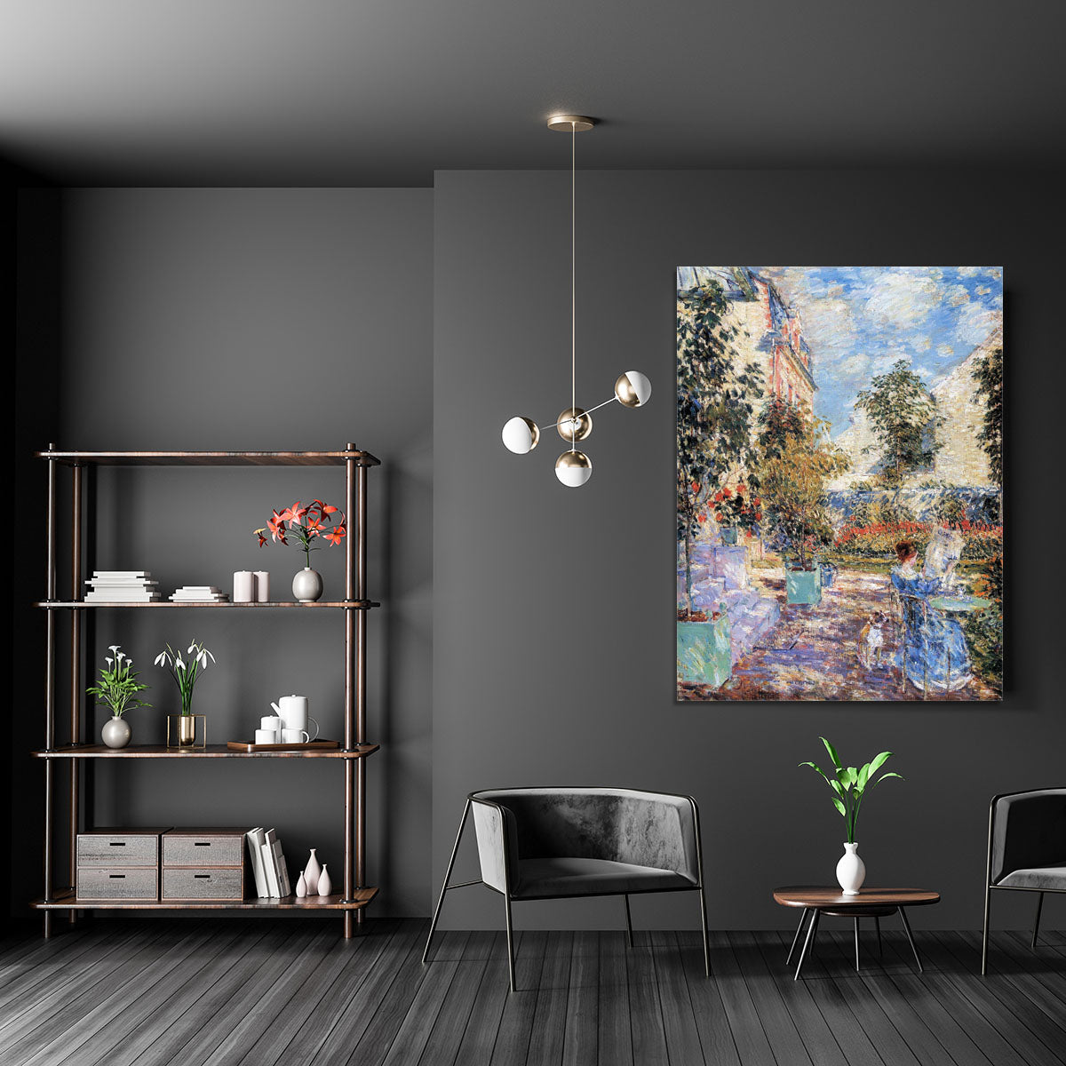 In a French garden by Hassam Canvas Print or Poster - Canvas Art Rocks - 5