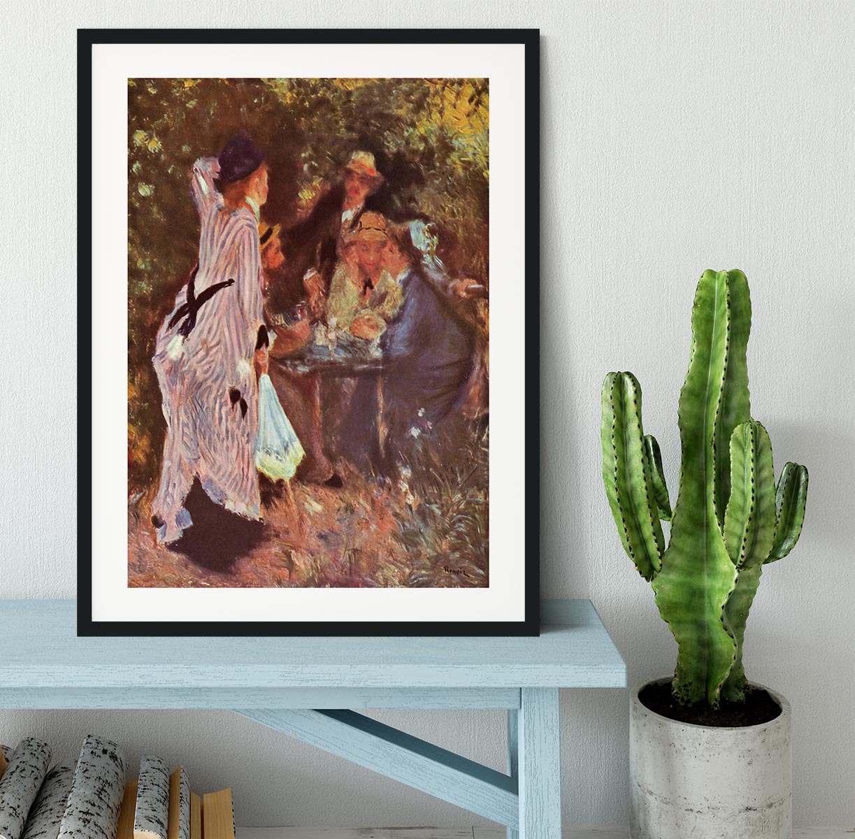 In the Garden in the garden bower of Moulin de la Galette by Renoir Framed Print - Canvas Art Rocks - 1