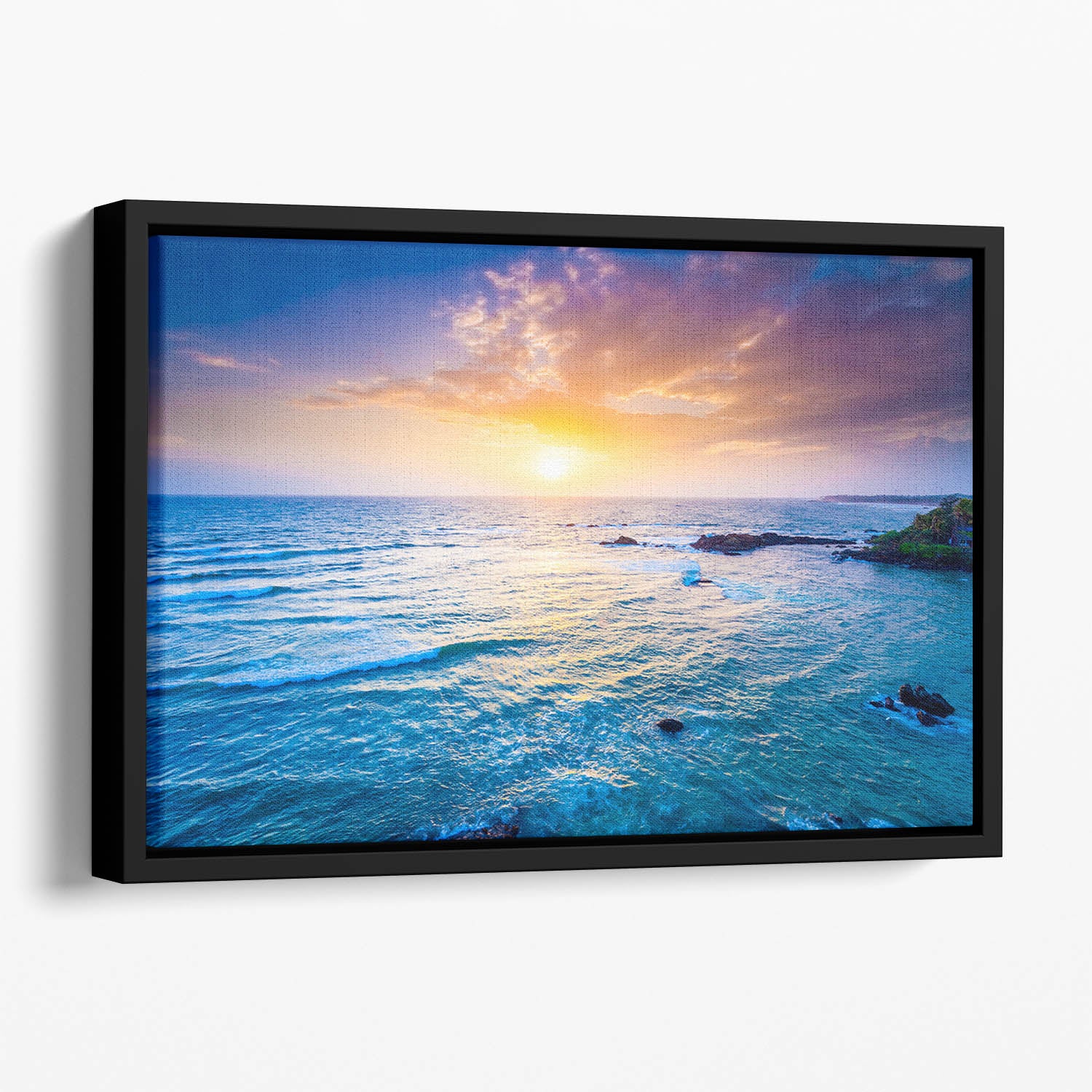 Indian ocean on sunset Floating Framed Canvas