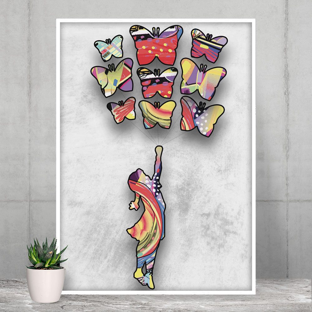 Inspired By Flying Butterflies Framed Print or Poster