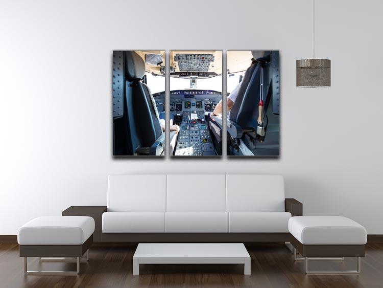 Interior of airplane cockpit 3 Split Panel Canvas Print - Canvas Art Rocks - 3