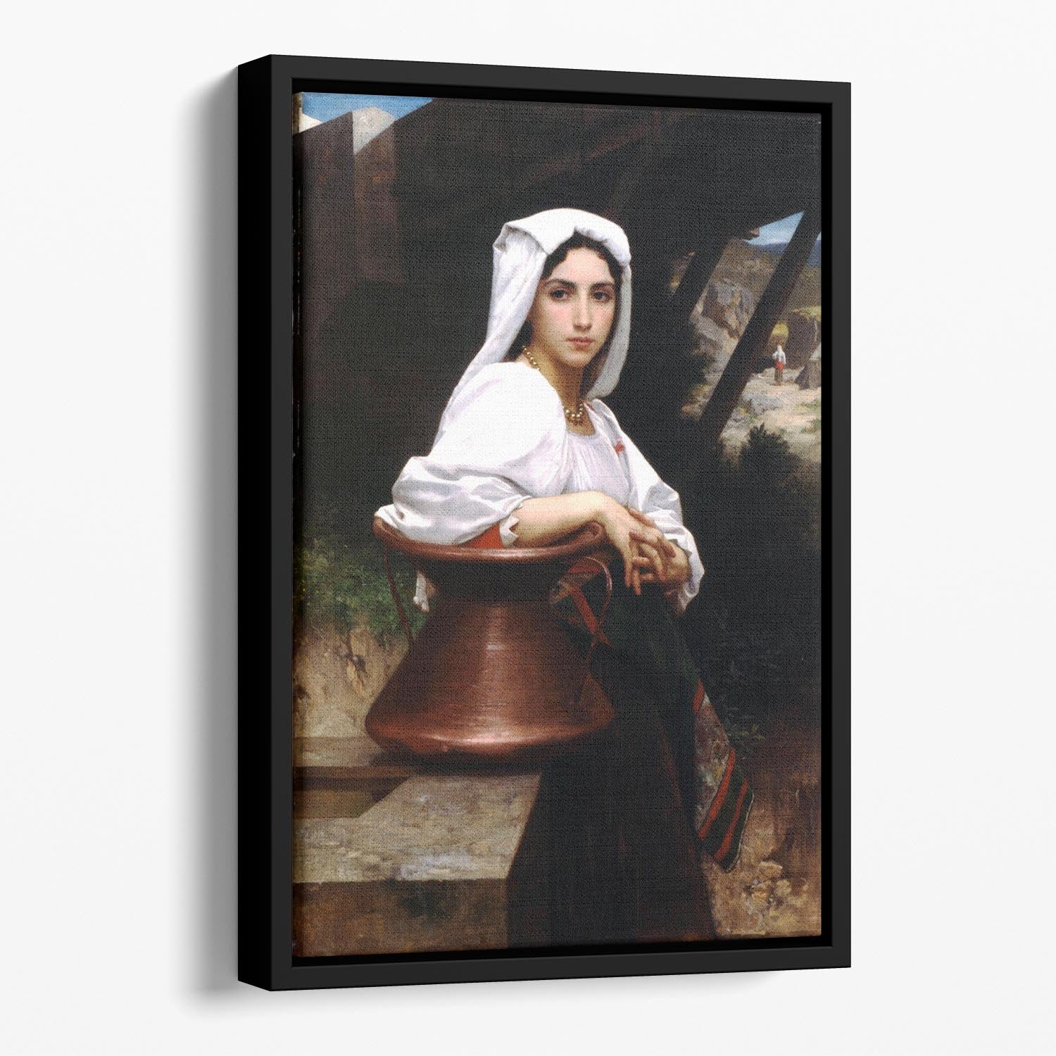 Italian Girl Drawing Water By Bouguereau Floating Framed Canvas