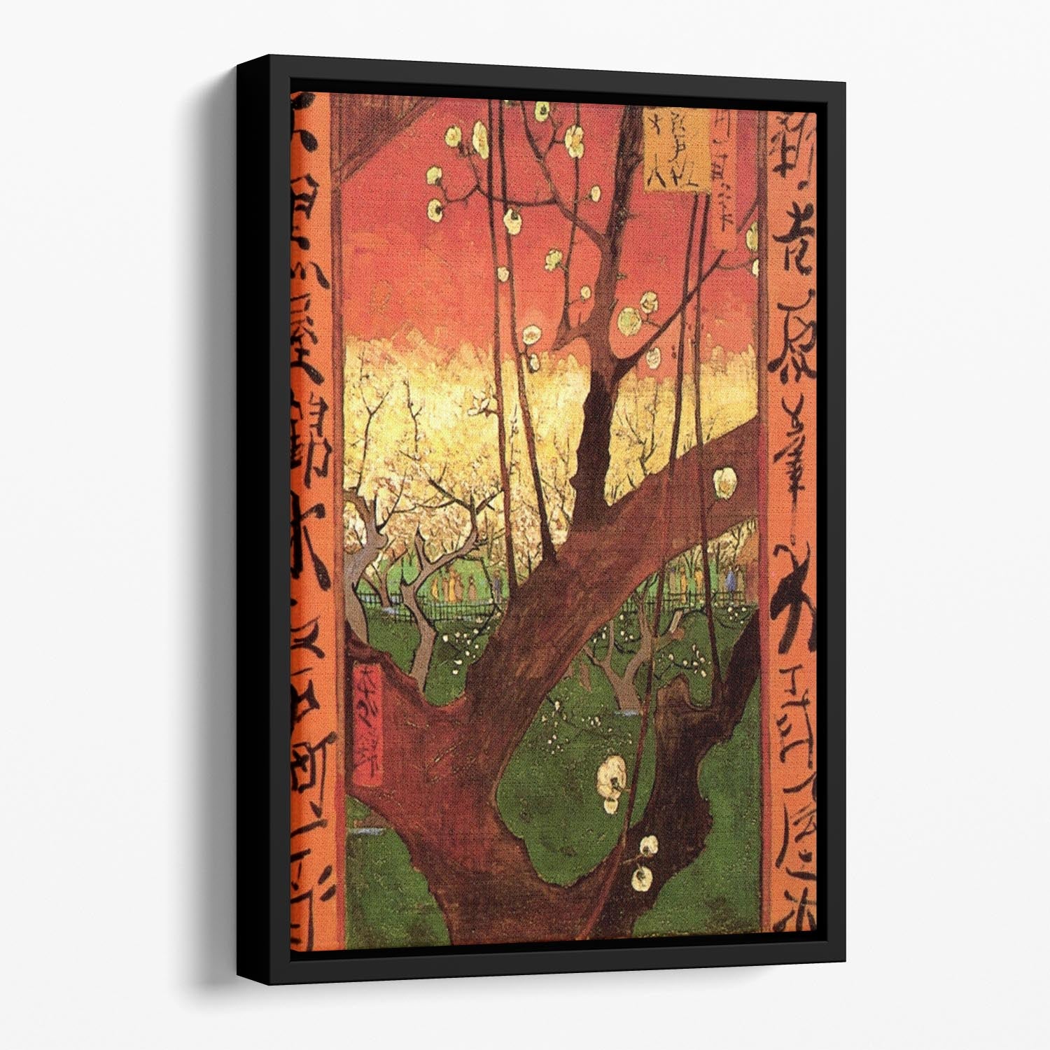 Japonaiserie Flowering Plum Tree after Hiroshige by Van Gogh Floating Framed Canvas