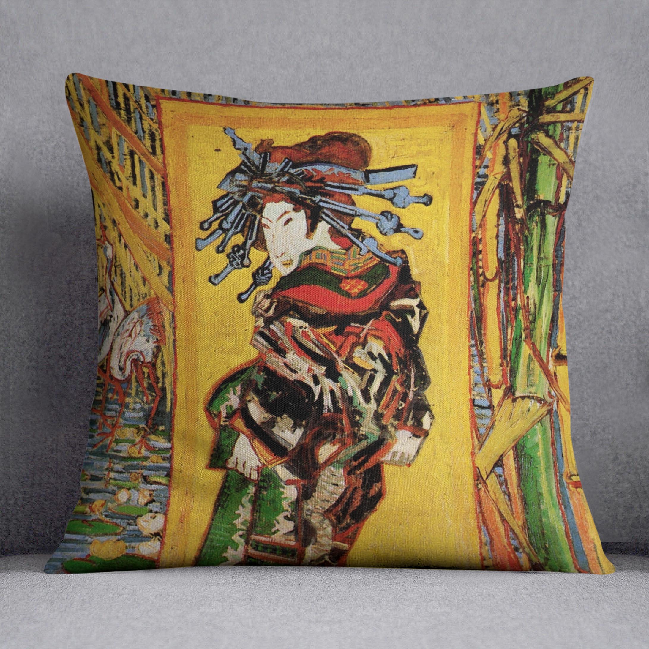 Japonaiserie Oiran after Kesa Eisen by Van Gogh Cushion