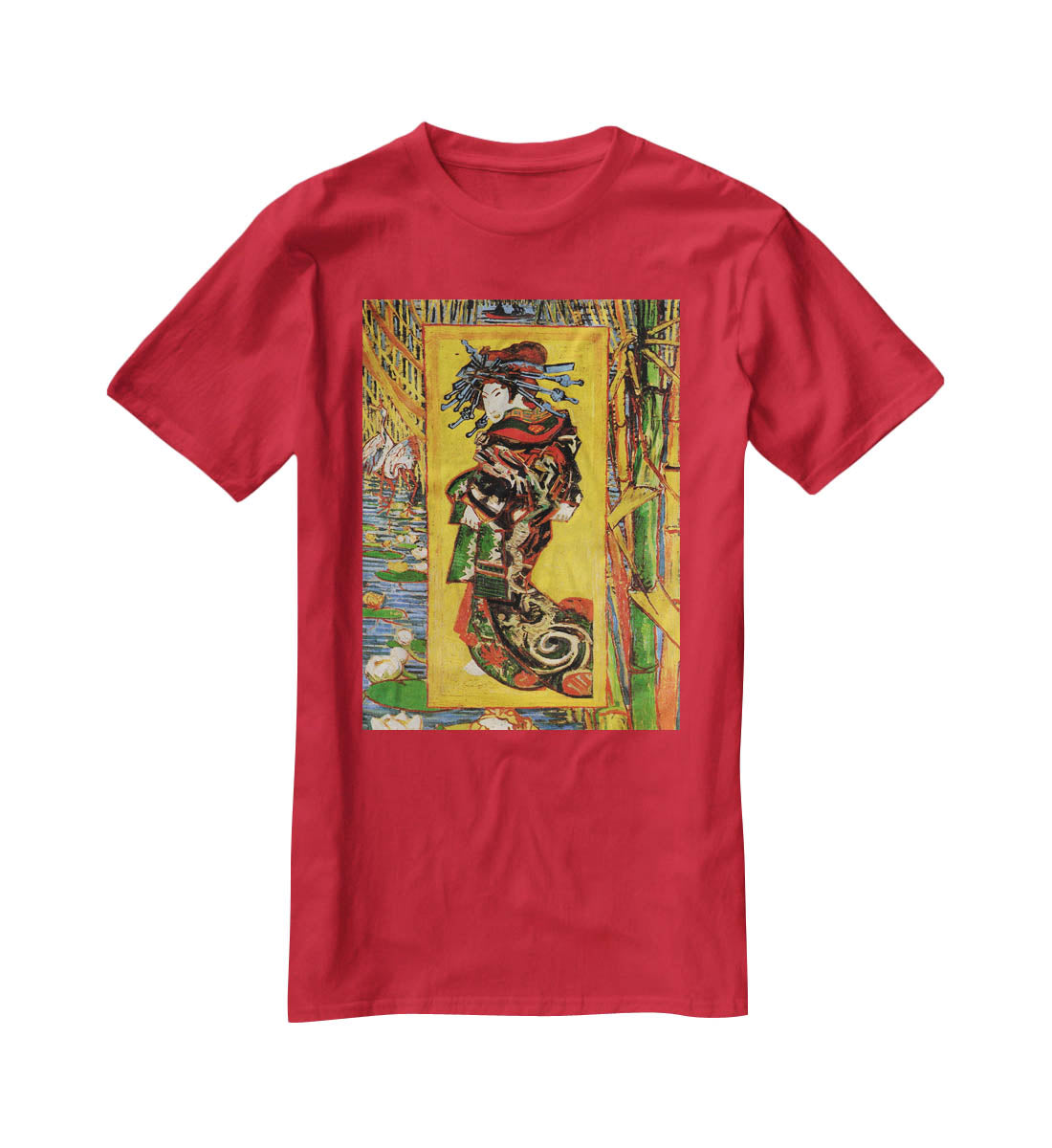 Japonaiserie Oiran after Kesa Eisen by Van Gogh T-Shirt - Canvas Art Rocks - 4