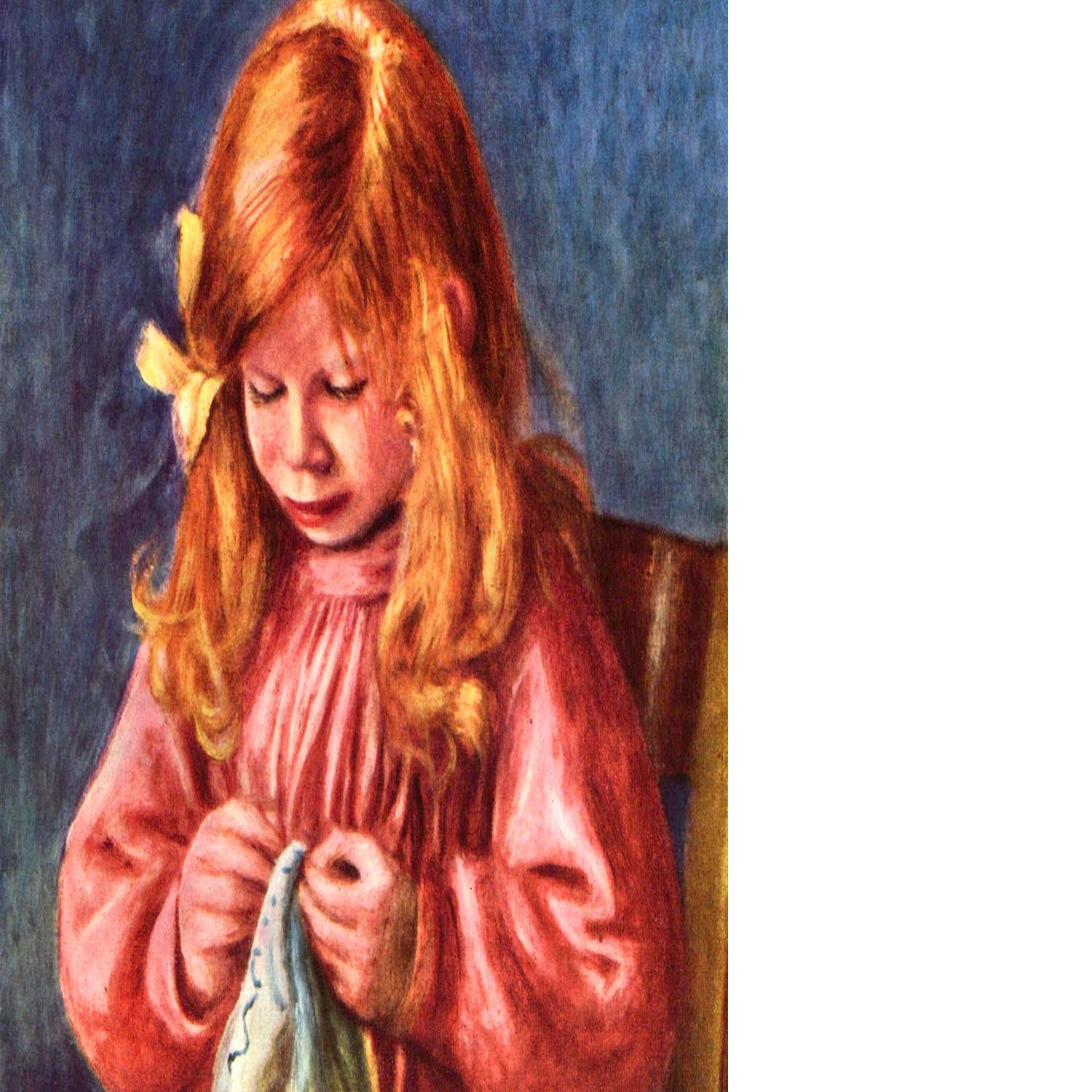 Jean Renoir sewing by Renoir Floating Framed Canvas