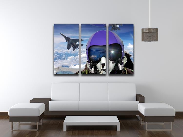 Jet fighter pilot cockpit view 3 Split Panel Canvas Print - Canvas Art Rocks - 3