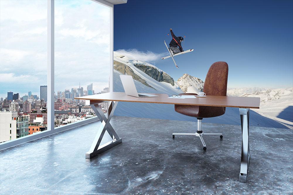 Jumping skier Wall Mural Wallpaper - Canvas Art Rocks - 3