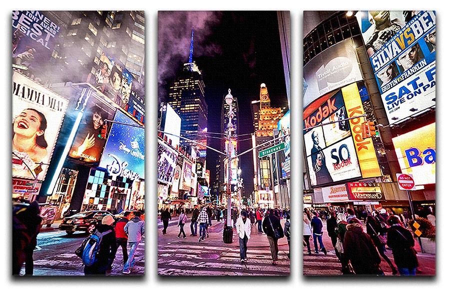 LED signs Broadway Theaters 3 Split Panel Canvas Print - Canvas Art Rocks - 1