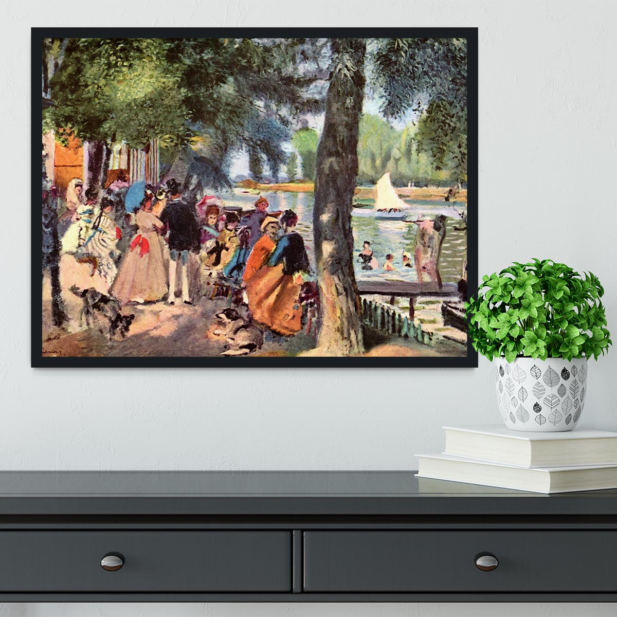 La Grenouillere by Renoir Framed Print - Canvas Art Rocks - 2