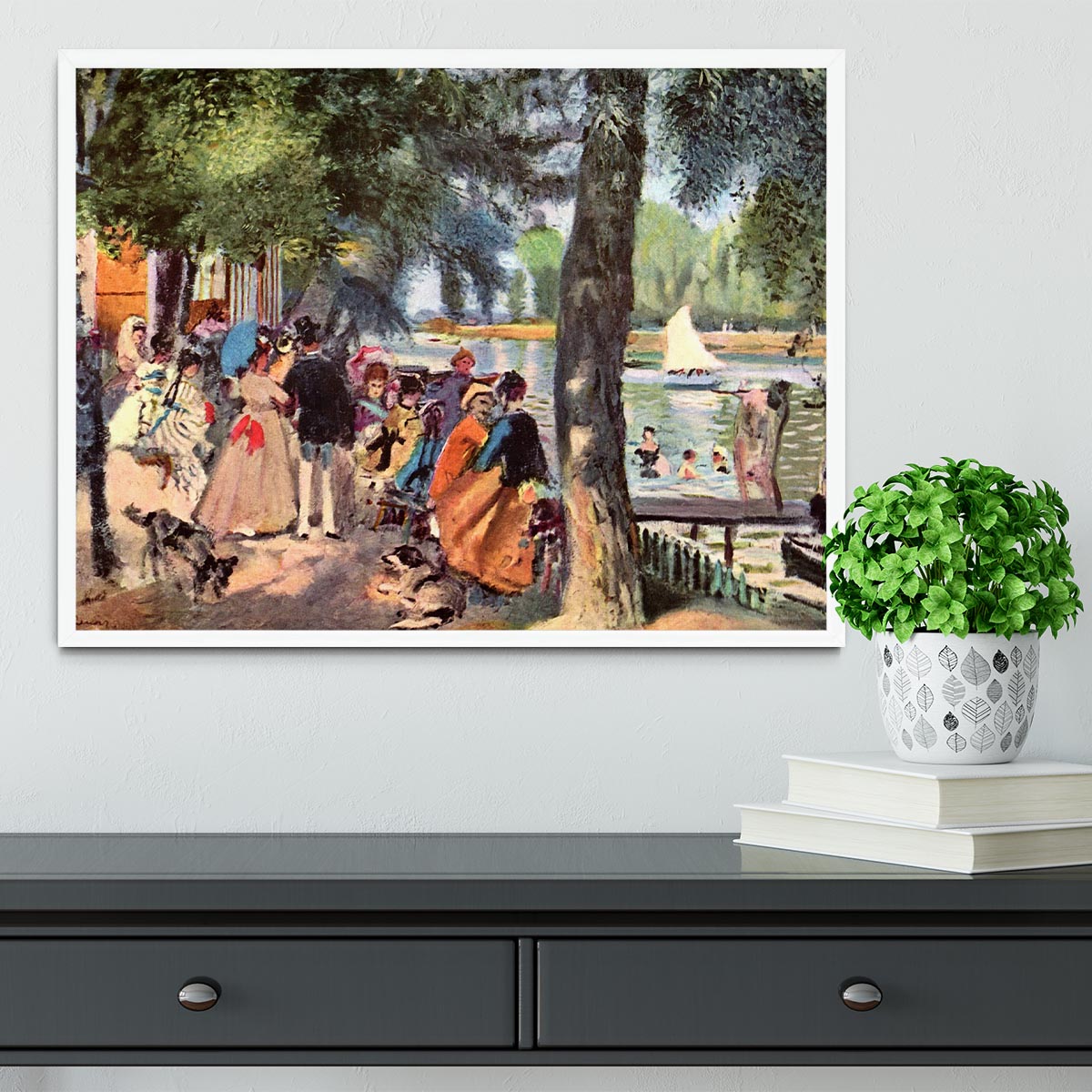 La Grenouillere by Renoir Framed Print - Canvas Art Rocks -6