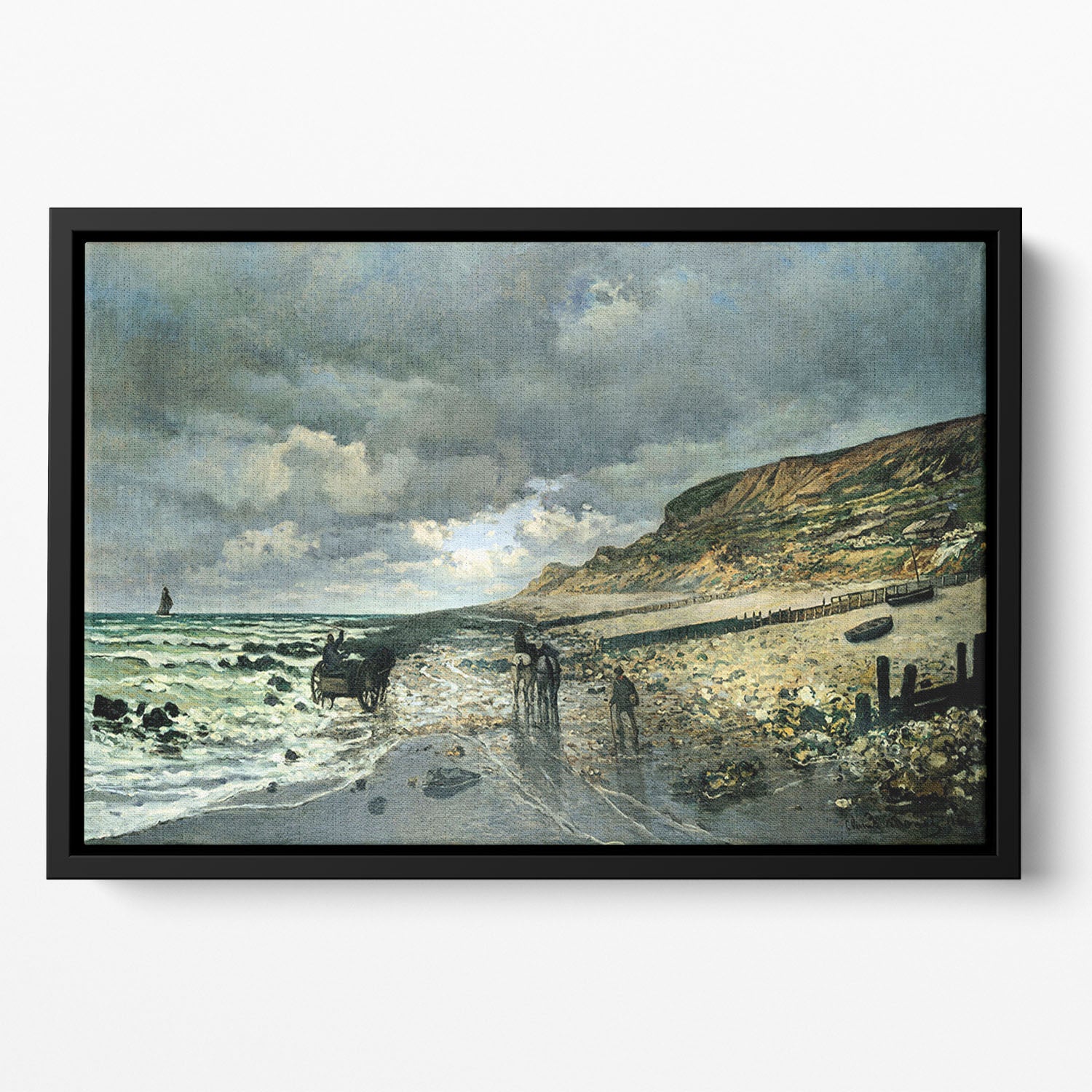 La Pointe del Heve at low tide by Monet Floating Framed Canvas