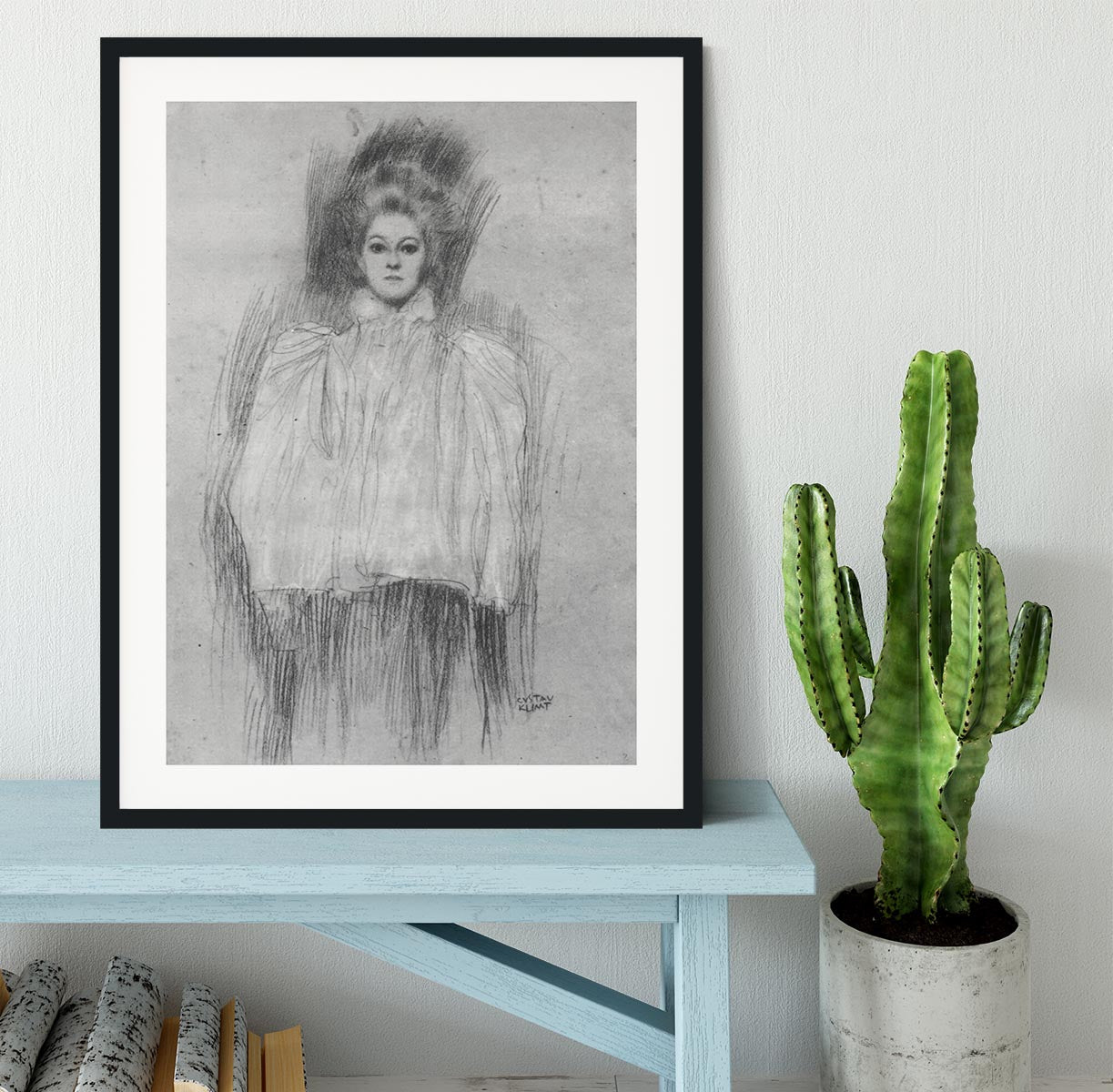 Lady in cape by Klimt Framed Print - Canvas Art Rocks - 1