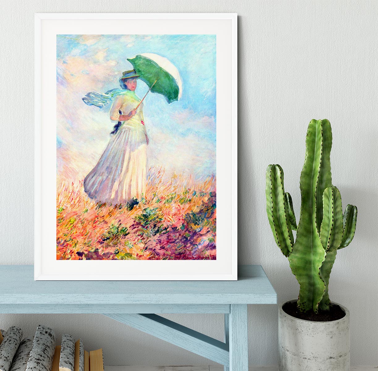 Lady with sunshade study by Monet Framed Print - Canvas Art Rocks - 5
