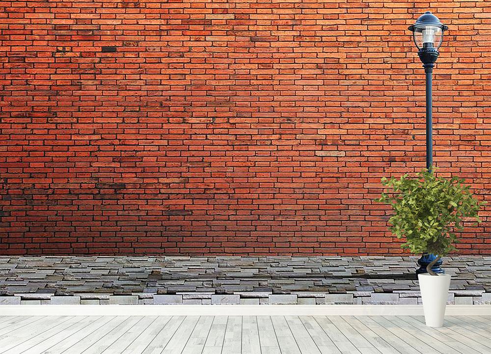 Lamp post street on brick Wall Mural Wallpaper - Canvas Art Rocks - 4