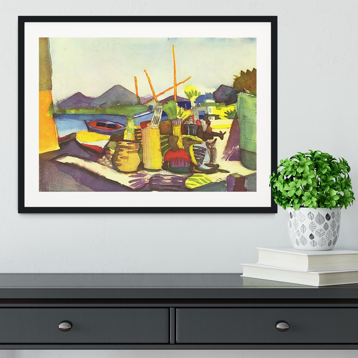 Landscape at Hammamet by Macke Framed Print - Canvas Art Rocks - 1