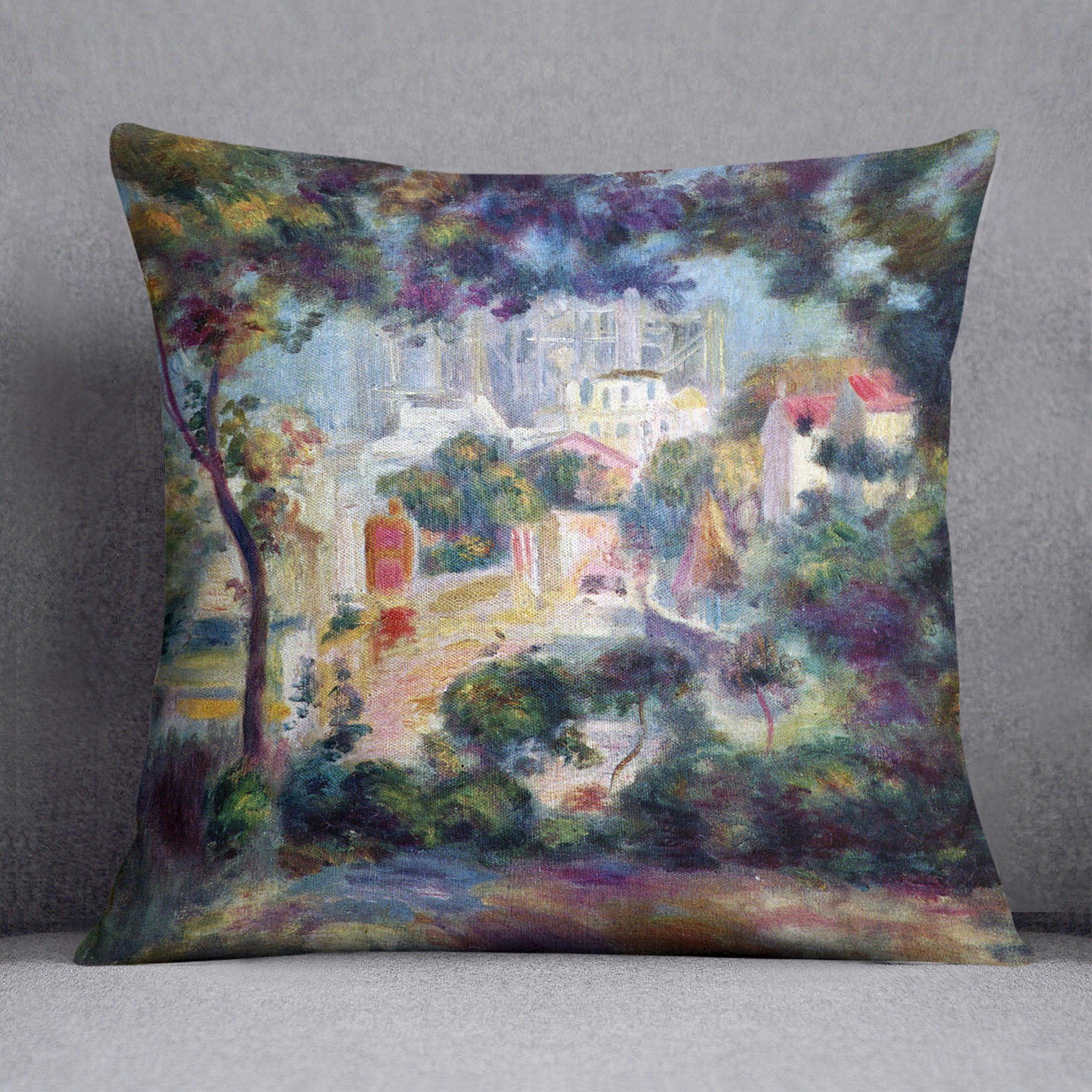 Landscape with a view of the Sacred Heart by Renoir Cushion