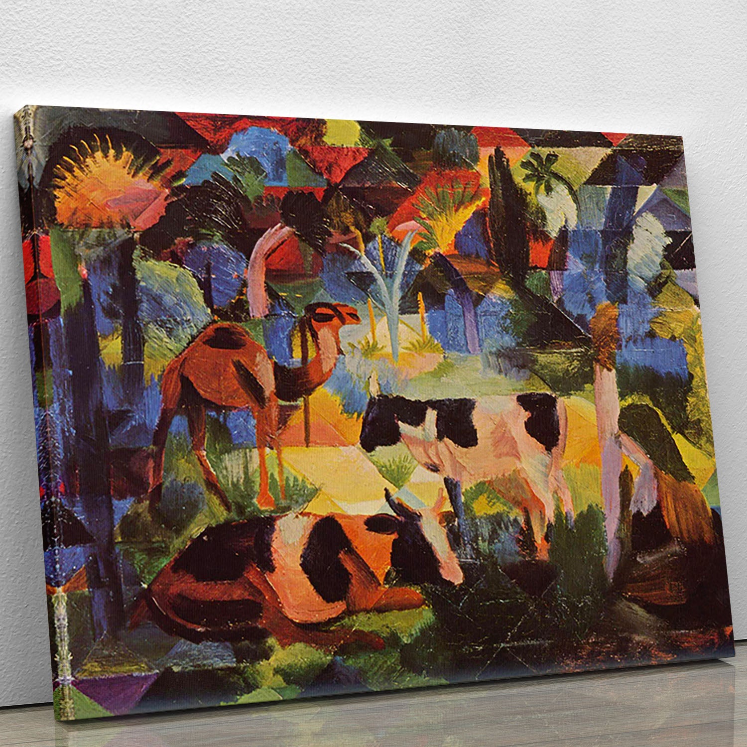 Landscape with cows and camels by Macke Canvas Print or Poster - Canvas Art Rocks - 1