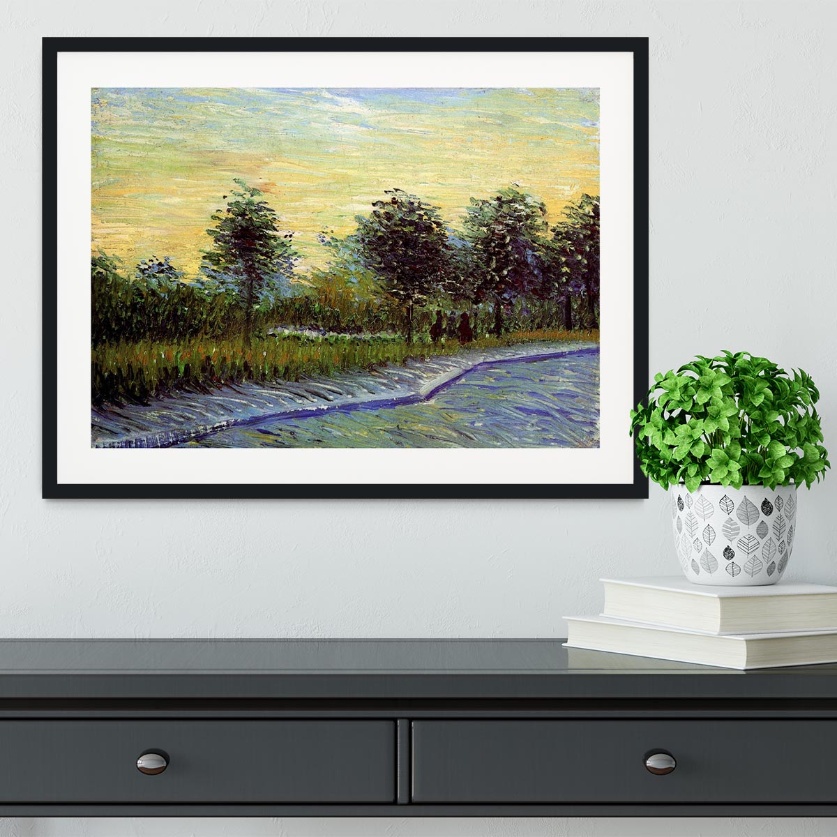 Lane in Voyer d Argenson Park at Asnieres by Van Gogh Framed Print - Canvas Art Rocks - 1