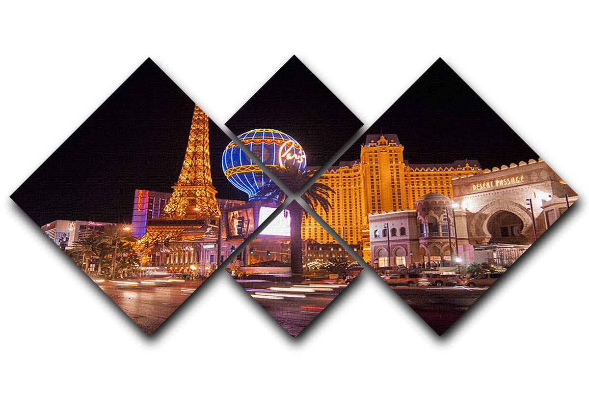 Las Vegas Blvd at Flamingo 4 Square Multi Panel Canvas - Canvas Art Rocks - 1