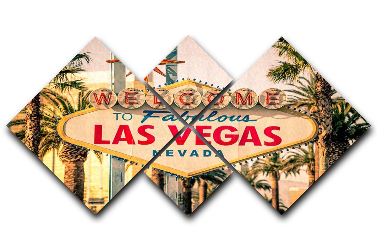 Las Vegas Welcomes You 4 Square Multi Panel Canvas - Canvas Art Rocks - 1