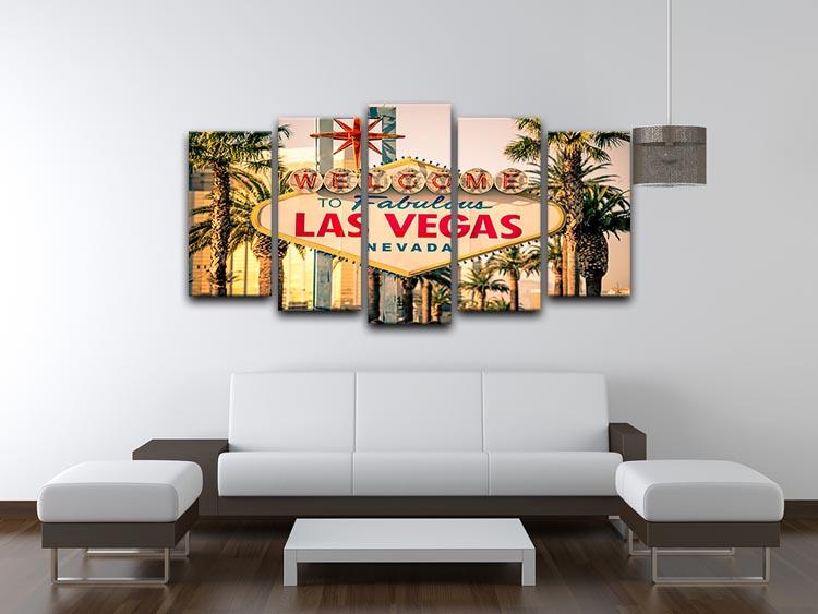 Las Vegas Welcomes You 5 Split Panel Canvas - Canvas Art Rocks - 3